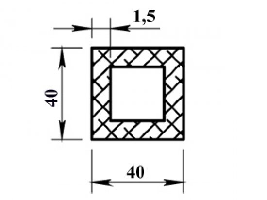Труба квадратная алюминий 40x40x1.5x2000 мм