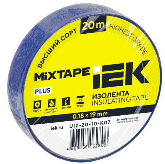 Изолента IEK 19 мм 20 м ПВХ цвет синий