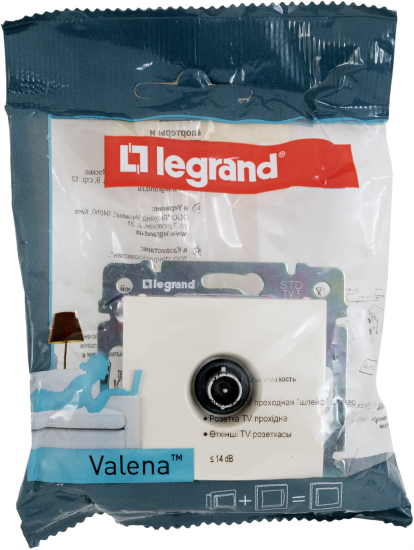 Розетка TV (телевизионная) - Legrand Valena - проходная - слоновая кость