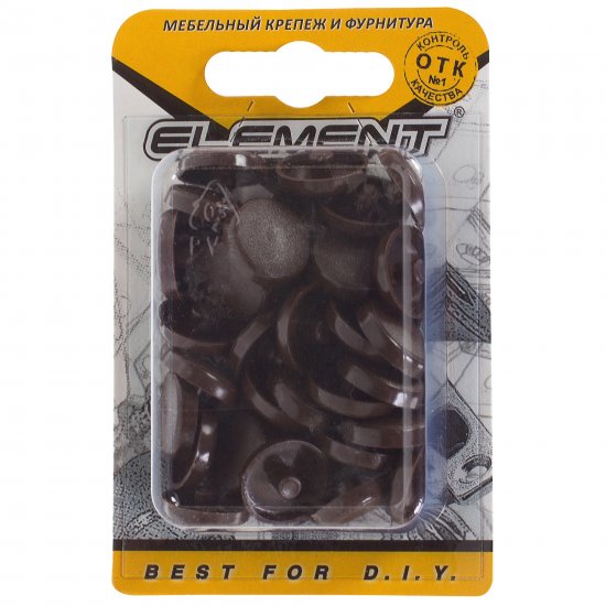 Заглушки рамного дюбеля Element 15 мм пластик цвет темно-коричневый, 35 шт.