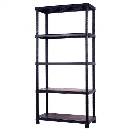 Стеллаж Optimus пластиковый 5 полок 187x90x40 см цвет чёрный нагрузка на полку 70 кг