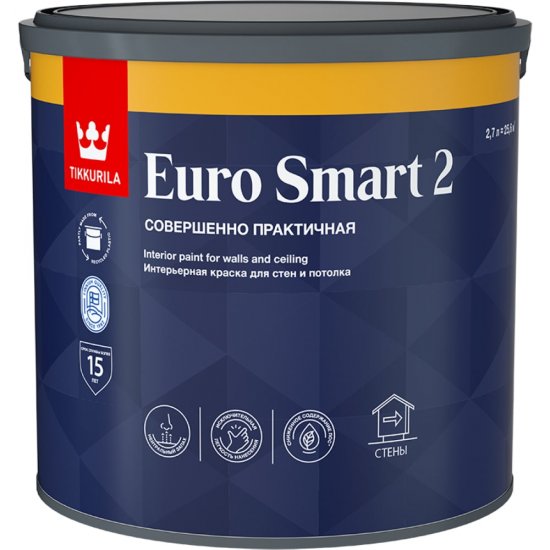 Интерьерная краска для стен и потолка Tikkurila EURO SMART 2