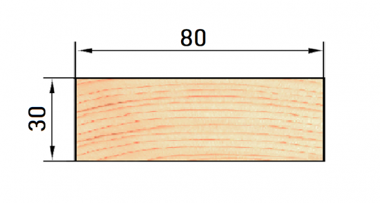 Полок 30x80x2100 мм Осина сорт Экстра прямой с фаской угла