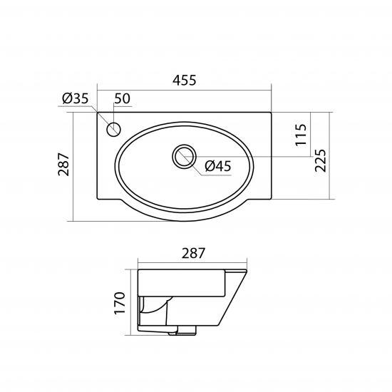 Мини-раковина Santek Форум 1WH302435 45x28 см керамика цвет белый