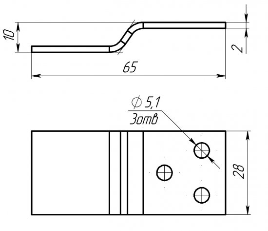 Крепеж для легких ванн 65x28x2.0 мм, сталь, 4шт.