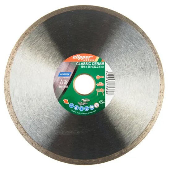 Диск алмазный по керамике Norton Clipper Classic 70184626828 сплошной 180x25.4/22.2x1.7 мм