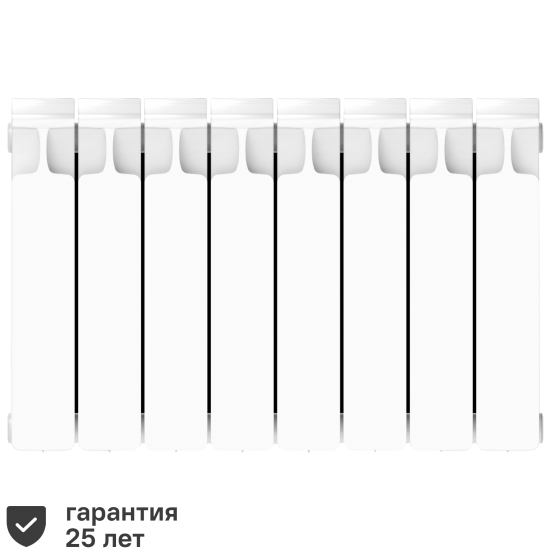 Радиатор секционный Rifar Monolit 350/100 биметалл 8 секций боковое подключение цвет белый