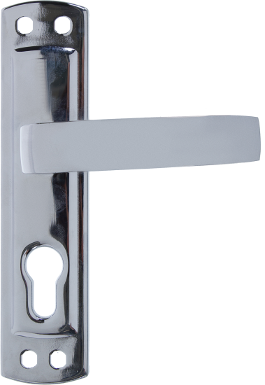 Замок врезной с дверными ручками на планке Apecs 1601 ЦАМ хром