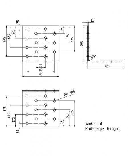 Угол крепежный равносторонний GAH ALBERTS KUR 80x80x80x2.5