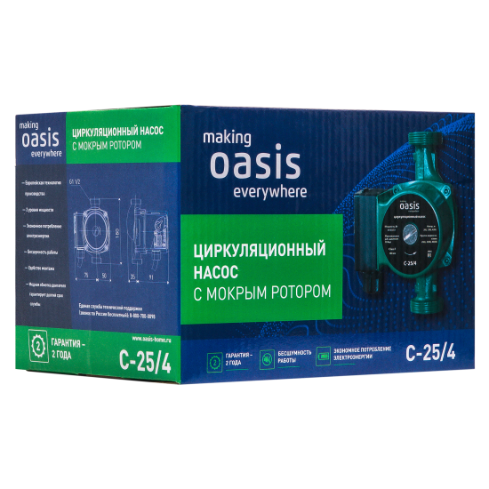 Циркуляционный насос Oasis 25/4 180 мм с гайками 1