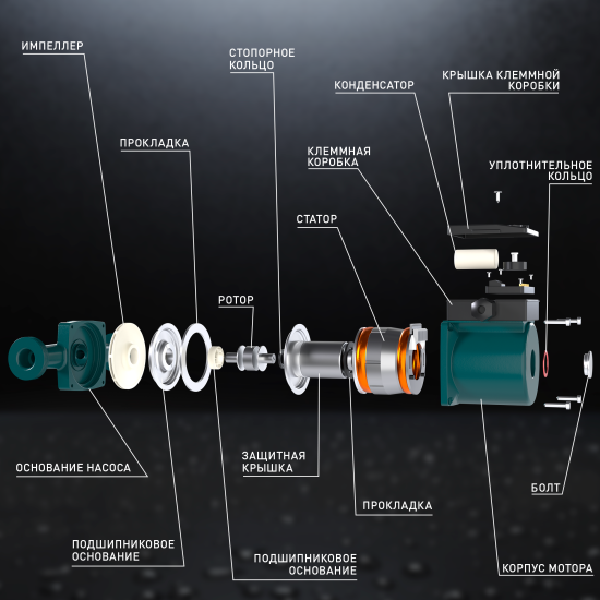 Циркуляционный насос Oasis 25/2 180 мм с гайками 1