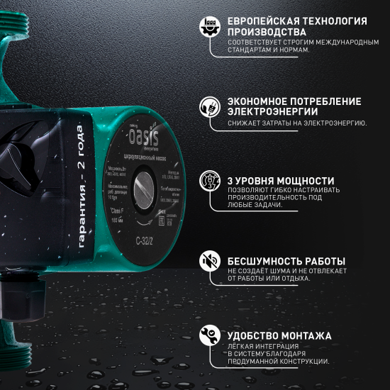 Циркуляционный насос Oasis 32/2 180 мм с гайками 1 1/4