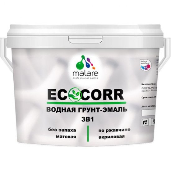 Водная грунт-эмаль для металлических поверхностей MALARE EcoCorr сахарный вихрь, 2 кг