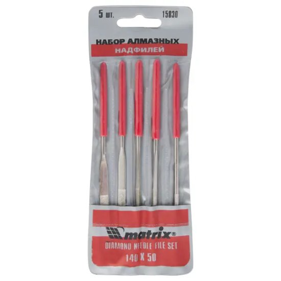 Набор алмазных надфилей Matrix 15830 140x50x3 мм 5 шт.