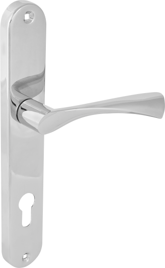 Замок врезной с дверными ручками на планке Эра SET F9011 глянцевый хром