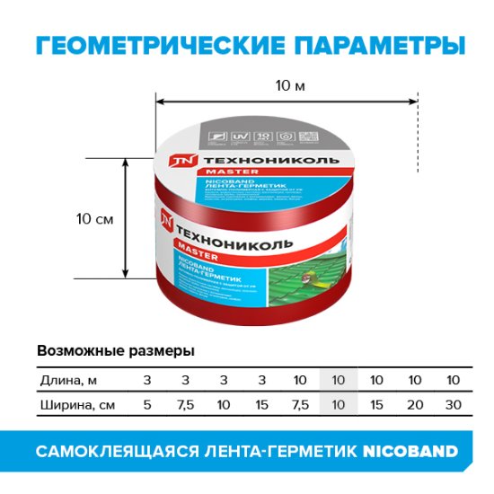 Лента-герметик Никобенд 10x0.1 м цвет красный