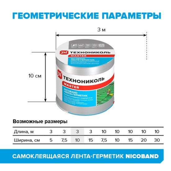 Лента-герметик Никобенд 3x0.1 м цвет серебристый