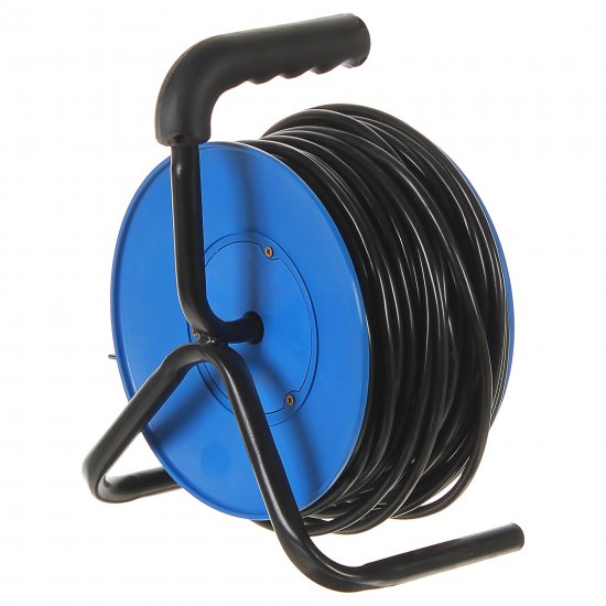 Удлинитель на катушке 4 розетки с заземлением 3x1.5 мм 20 м цвет черный/синий