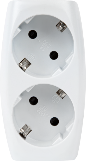 Разветвитель Эра SP-2e-W 2 розетки с заземлением 16 А цвет белый