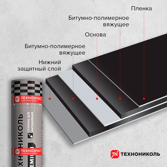 Гидроизоляция Техноэласт ХПП Технониколь черный 10 кв.м