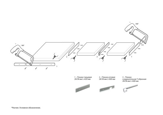 Планка угловая U-образная R9 60x2.8 см для столешницы 2.8 см цвет матовый хром