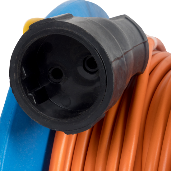 Удлинитель на катушке садовый 1 розетка без заземления 2x1 мм 30 м цвет оранжевый/синий