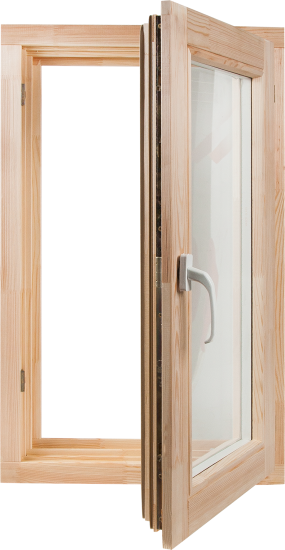 Окно деревянное одностворчатое сосна 960x580 мм (ВхШ) поворотное однокамерный стеклопакет цвет натуральный