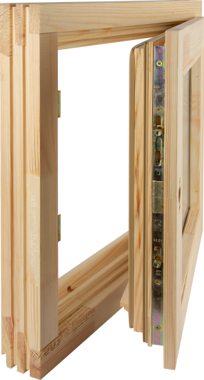 Окно деревянное одностворчатое сосна 580x580 мм (ВхШ) поворотное однокамерный стеклопакет цвет натуральный
