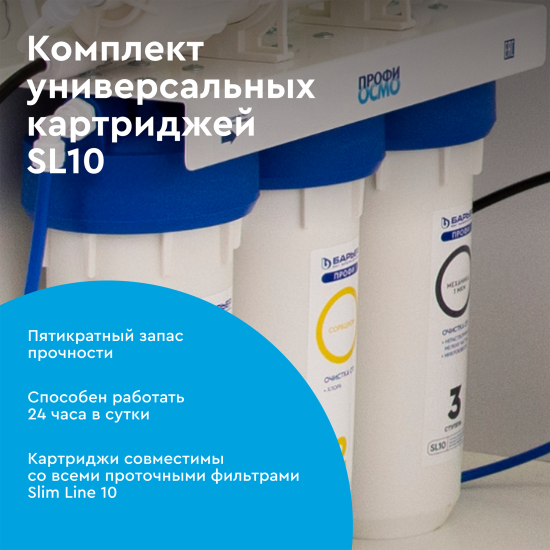 Комплект картриджей предварительной очистки Барьер Профи Осмо (1-2-3 ступени) формат SL10
