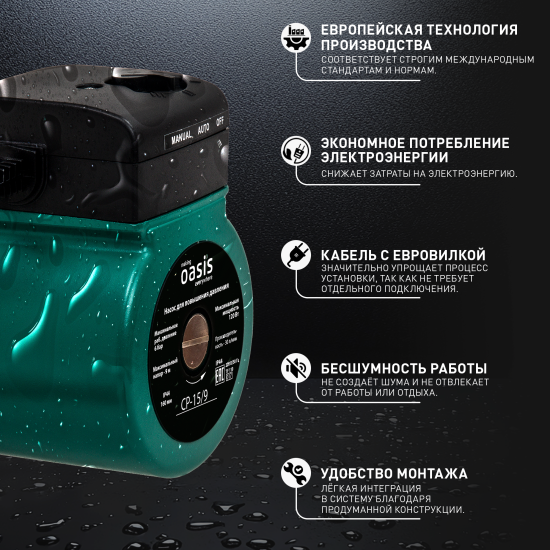Насос повышения давления Oasis CNP 15/9 160 мм с гайками 1/2
