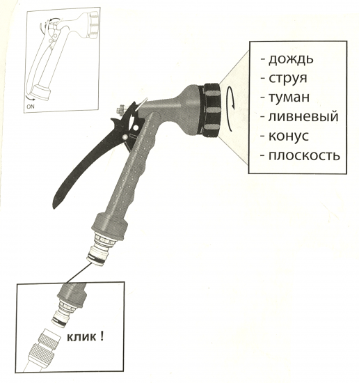 Пистолет-распылитель для полива BOUTTE 6 режимов