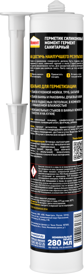 Герметик силиконовый Момент Гермент санитарный прозрачный 280 мл уксусный