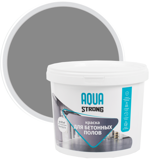 Краска для бетонных полов Aquastrong износостойкая матовая цвет серый 2 кг