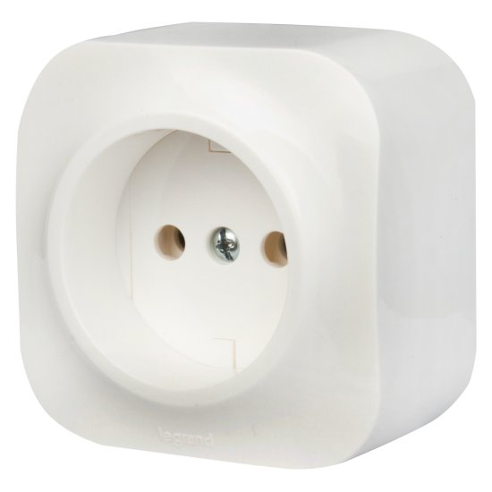 Розетка без заземления Legrand Quteo без шторок IP20 16А 250В винтовые зажимы накладной монтаж цвет белый