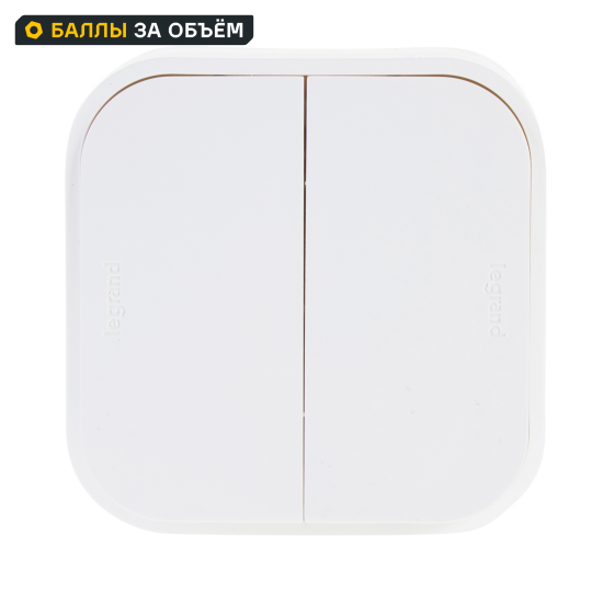Выключатель накладной 2 клавиши Legrand Quteo IP20 10А 250В цвет белый