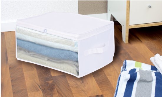 Кофр для хранения с крышкой 40x20x30 см нетканый материал цвет белый