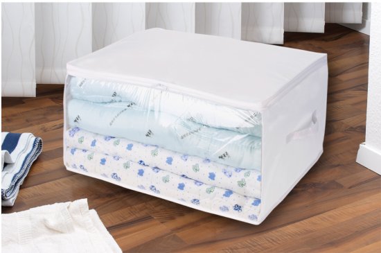 Кофр для хранения с крышкой 60x30x45 см нетканый материал цвет белый