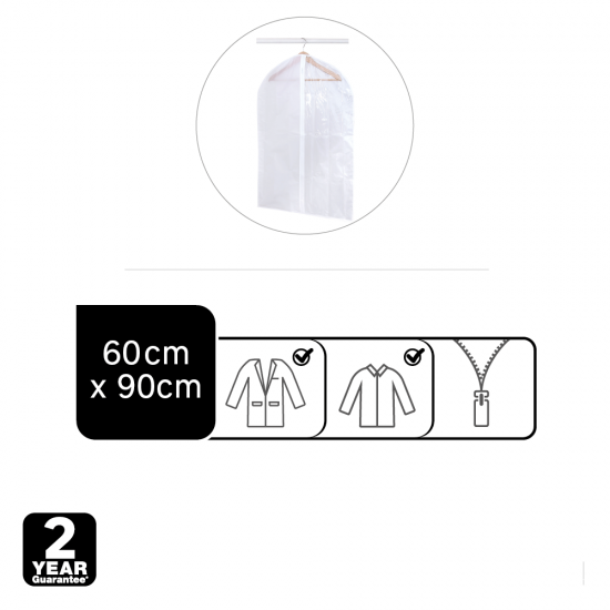 Чехол для одежды 60x90 см полиэстер цвет белый/прозрачный