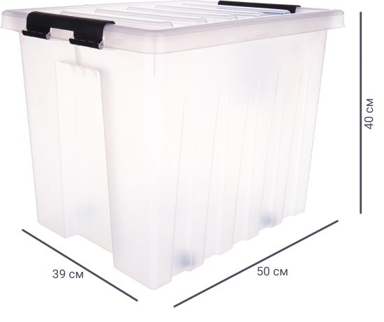 Контейнер Rox Box 50x39x40 см 50 л пластик с крышкой и роликами цвет прозрачный