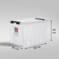 Контейнер Rox Box 58x39x35 см 70 л пластик с крышкой и роликами цвет прозрачный