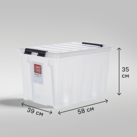 Контейнер Rox Box 58x39x35 см 70 л пластик с крышкой и роликами цвет прозрачный