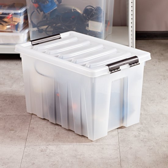 Контейнер Rox Box 58x39x35 см 70 л пластик с крышкой и роликами цвет прозрачный