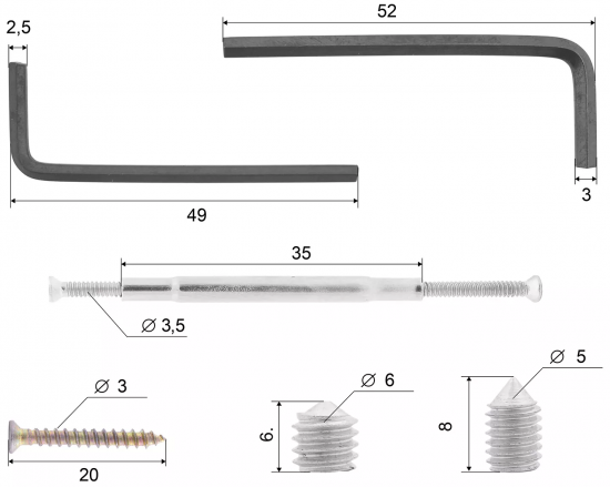 Набор для крепления дверных ручек