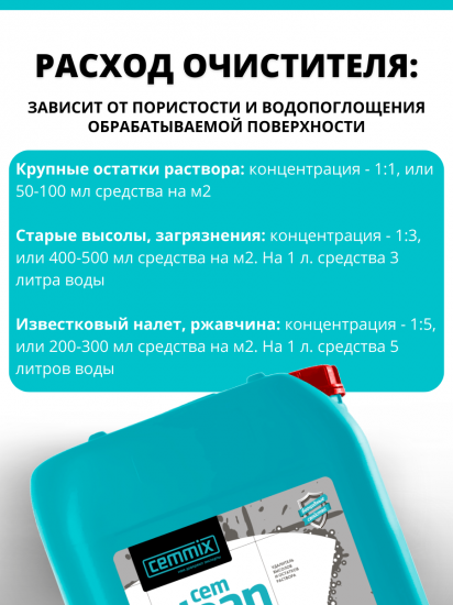 Удалитель высолов и остатков раствора Cemmix CemClean 5 л