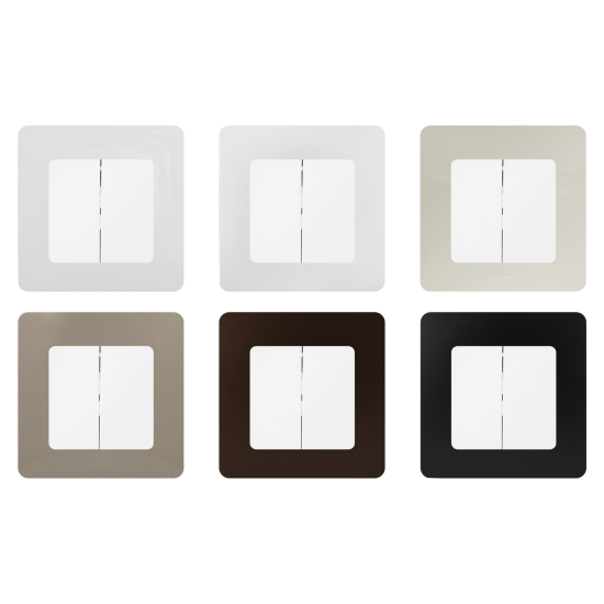 Выключатель двухклавишный с подсветкой/индикацией - Legrand Etika - 10А 250В безвинтовые зажимы - белый