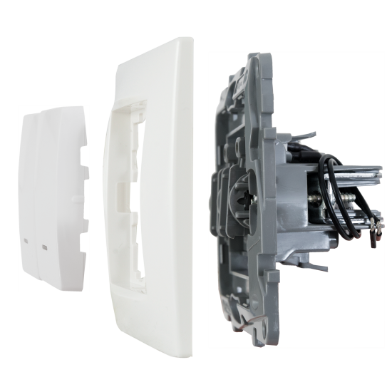 Выключатель двухклавишный с подсветкой/индикацией - Legrand Etika - 10А 250В безвинтовые зажимы - белый