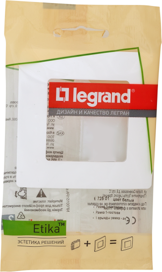 Рамка для розеток и выключателей Legrand Etika 1 пост цвет белый