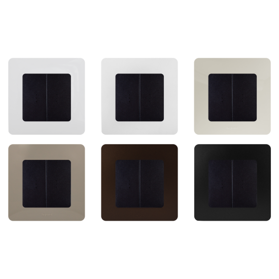 Переключатель двухклавишный с подсветкой/индикацией - Legrand Etika - 10А 250В безвинтовые зажимы - антрацит