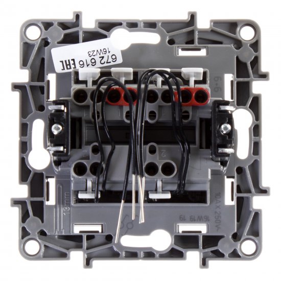 Переключатель двухклавишный с подсветкой/индикацией - Legrand Etika - 10А 250В безвинтовые зажимы - антрацит