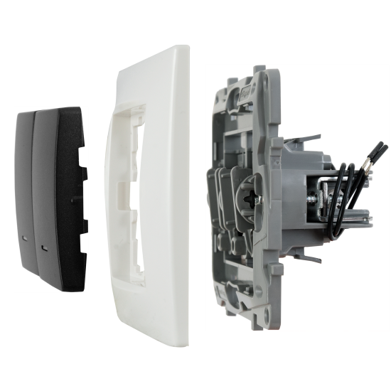 Переключатель двухклавишный с подсветкой/индикацией - Legrand Etika - 10А 250В безвинтовые зажимы - антрацит